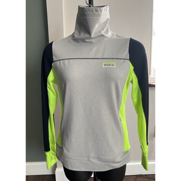 Pink Ultimate Victorias Secret Top Large Turtleneck Pullover Active Zip Pockets - Picture 3 of 8